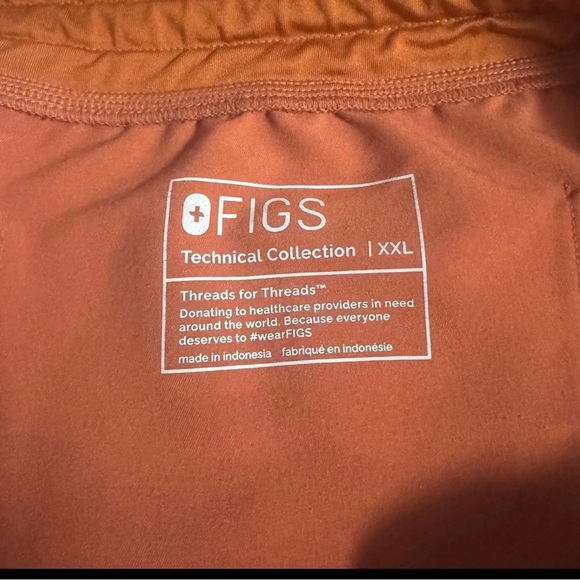 🍂 Figs Women's Terracotta XL Rafaela Top & 2X Zamora Jogger Scrub w Pink Tie Set - Picture 4 of 7